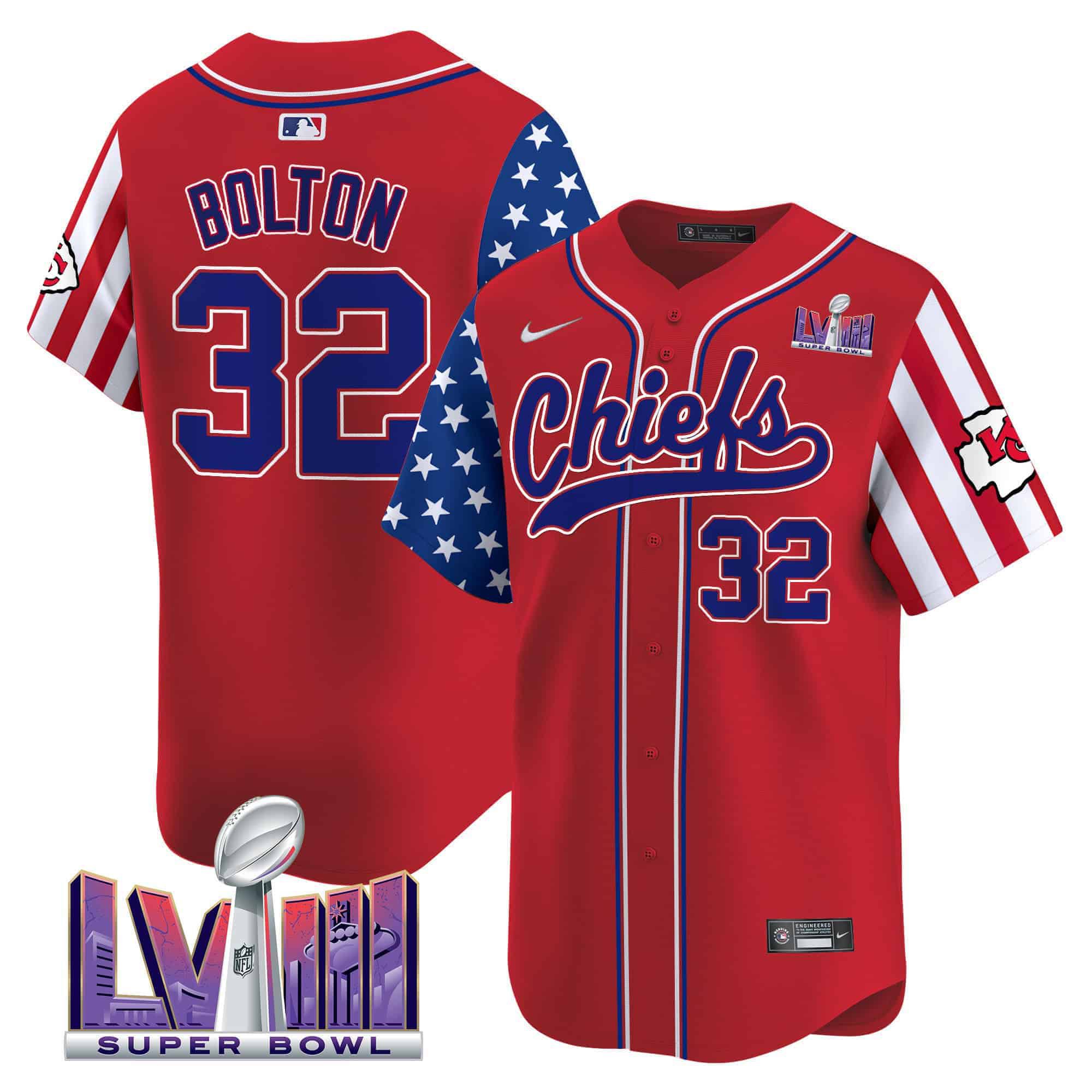 Men Kansas City Chiefs 32 Bolton Red 2024 Nike Independence Day Vapor Premier Limited NFL Jersey